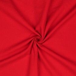 Baumwollstoff mit Puschel - rot