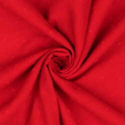 Baumwollstoff mit Puschel - rot