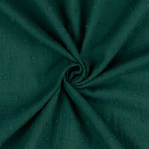 Bavlněná tkanina s obláčky - tmavě zelená