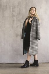Jacquard Viskose Hahnentritt midi - schwarz/weiss