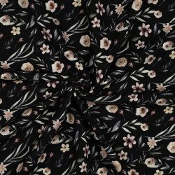 WaffelJersey Digital Blumenwind - schwarz