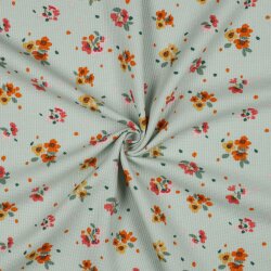WaffelJersey kleine Blumen - himmelblau