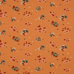 Waffeljersey kleine Blumen - lachsorange