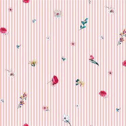 Cotton poplin digital flowers WITH stripes