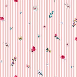 Popeline de coton Digital fleurs WITH rayures