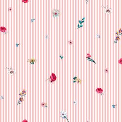 Popeline de coton Digital fleurs WITH rayures