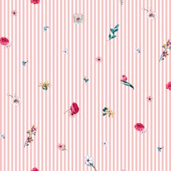 Popeline de coton Digital fleurs WITH rayures
