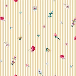 Katoen popeline digitale bloemen MET strepen