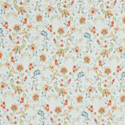 Geribbelde Jersey Digital Flowers - wit