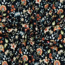 Rib Jersey Digital Flowers - azul oscuro
