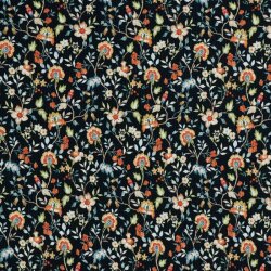 Rib Jersey Digital Flowers - dark blue