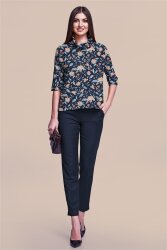 Bambus Jersey Blumen - schwarz