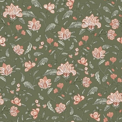 Bambus Jersey Blumen - gurkengrün