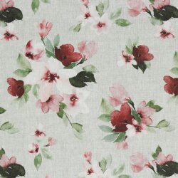 Canvas Digitaal roze bloemen - linnen