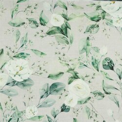 Plátno Digitální bílé květiny - stínová zelená