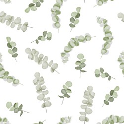 Tela digitale Eucalipto - bianco/verde