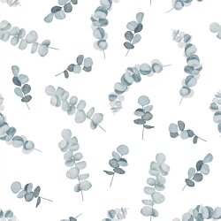 Canvas Digitaal Eucalyptus - wit/blauw