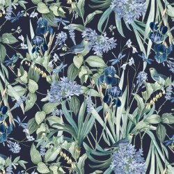 Canvas digital flower garden - dark blue