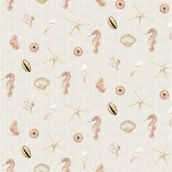 Lienzo conchas digital - aspecto lino crema