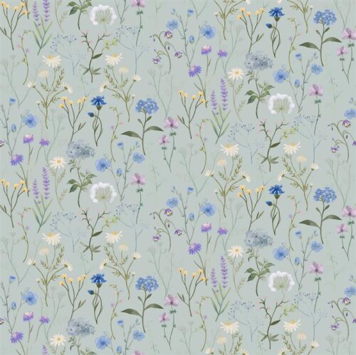 Canvas digital meadow flowers - soft mint