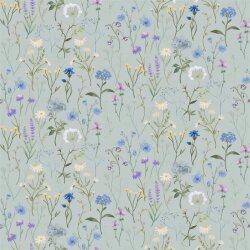Canvas digital meadow flowers - soft mint