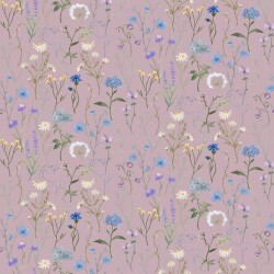 Tela digitale fiori di prato - rosa scuro