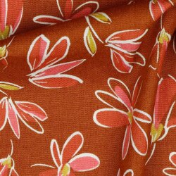 Viscose linen pre-washed flowers - stone red