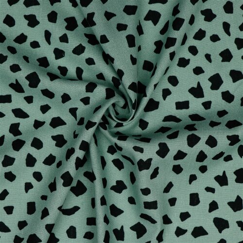 Viscose linen pre-washed dots - old green