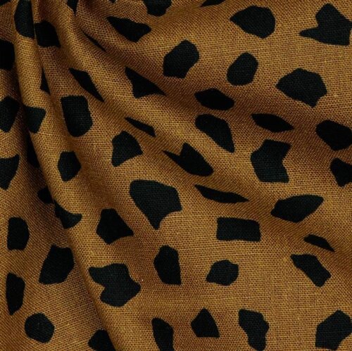 Viscose linen pre-washed dots - light brown