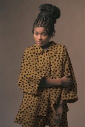 Viscose linen pre-washed dots - light brown