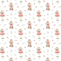 Popeline de coton Digital Elfes des fleurs - blanc