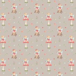 Popeline de coton numérique elfes des fleurs - beige
