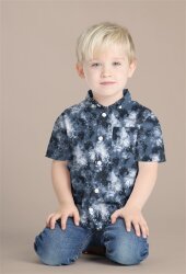 Digital space cotton poplin - anthracite