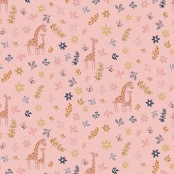Katoenen popeline organische giraffe met bloemen -...