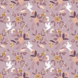 Cotton poplin organic flowers - light purple