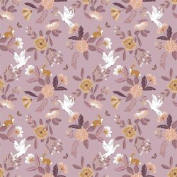 Popeline di cotone a fiori organici - viola chiaro