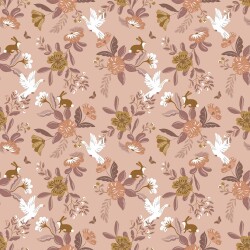 Cotton poplin organic flowers - dusky pink