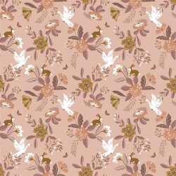 Cotton poplin organic flowers - dusky pink