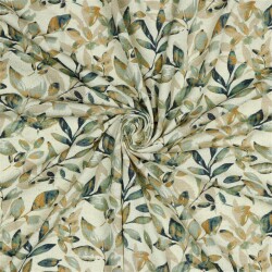 Lino Jersey Hojas digitales - Verde viejo/ OCRE