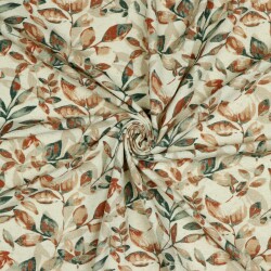 Lino Jersey Digital Hojas - verde oscuro/ TERRACOTA