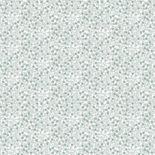 Katoenen popeline bloemenzee - wit/navy blauw