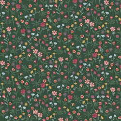 Cotton poplin flowers - forest green