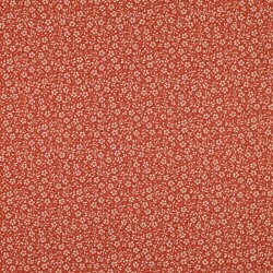 Popeline di cotone a fiori e pois - rosso pietra