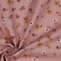 Popelín de algodón de oca y flores - rosa...