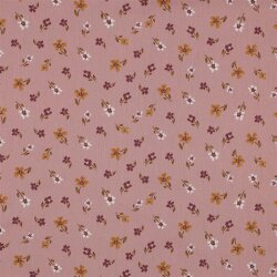Oca e fiori in popeline di cotone - rosa scuro