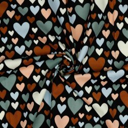 Babycord coloured hearts - black
