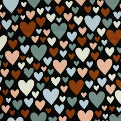Babycord coloured hearts - black