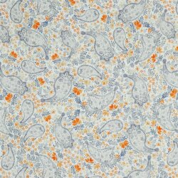 Muslin Digital Paisley - blanc/bleu nuance