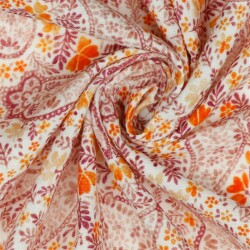 Muslin Digital Paisley - white/pearl pink