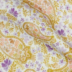 Muslin Digital Paisley - white/lavender